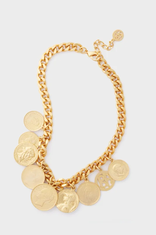 Shop Dazzling Rings, Earrings, And More At Special Discounts 24K Gold Plated Coin Necklace