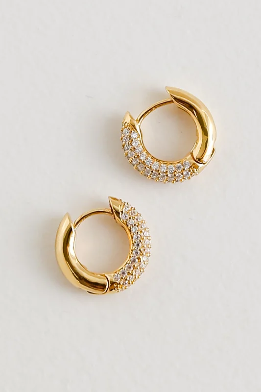 Timeless Elegance, Temporary Discounts – Act Fast Alicia Gold Rhinestone Mini Hoop Earrings