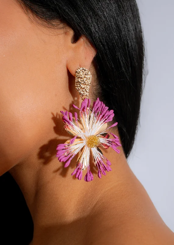 Limited Stock On Premium Jewelry At Low Prices Blossom Flame Drop Earrings Purple