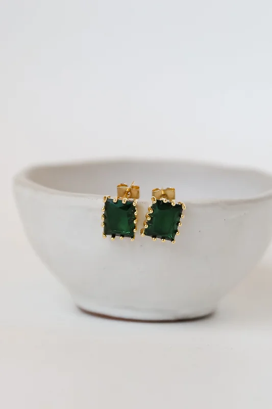 Huge Savings On Premium Jewelry Styles Brielle Hunter Green Gemstone Stud Earrings