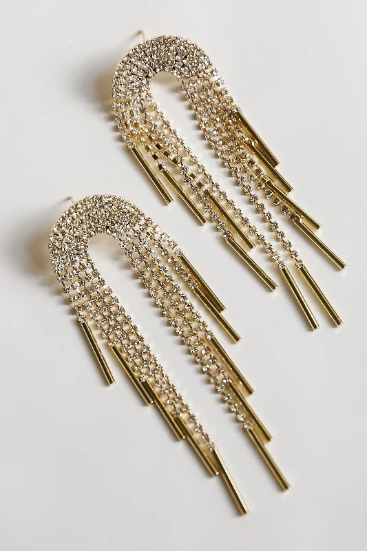 Elevate Your Jewelry Collection With Limited-Time Savings FINAL SALE - Callie Gold Rhinestone Fringe Earrings Elevate Your Jewelry Collection With Limited-Time Savings FINAL SALE - Callie Gold Rhinestone Fringe Earrings