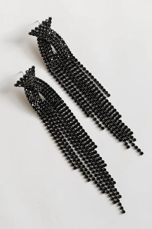 Shine Bright With Our Special Jewelry Promotions FINAL SALE - Dakota Black Rhinestone Fringe Earrings Shine Bright With Our Special Jewelry Promotions FINAL SALE - Dakota Black Rhinestone Fringe Earrings