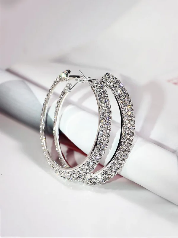 Premium Diamond Jewelry At Once-In-A-Lifetime Discounts Diamond Double Row Large Hoop Earrings Premium Diamond Jewelry At Once-In-A-Lifetime Discounts Diamond Double Row Large Hoop Earrings