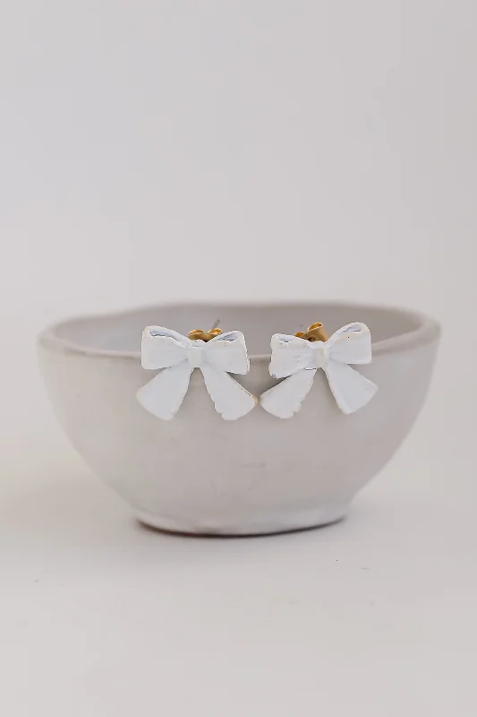 Jewelry Clearance – Final Chance To Save Big Eloise White Bow Stud Earrings