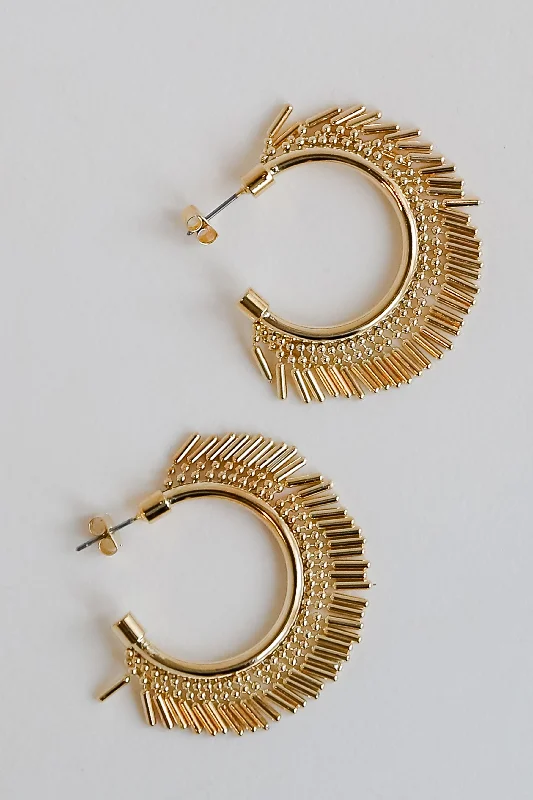 Grab Your Favorite Jewelry At The Lowest Prices FINAL SALE - Esther Gold Fringe Hoop Earrings Grab Your Favorite Jewelry At The Lowest Prices FINAL SALE - Esther Gold Fringe Hoop Earrings