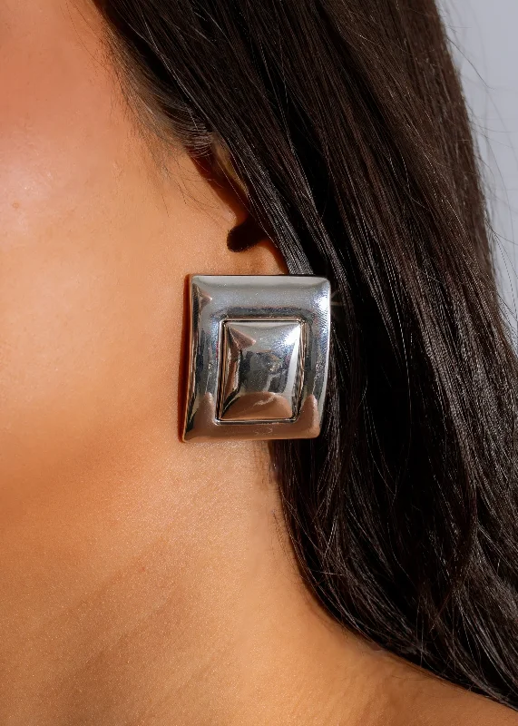 Exclusive Jewelry Offers – Shine For Less Geometric Luxe Earrings Silver