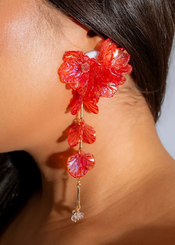 Best-Selling Jewelry Now Available At Special Deals Iridescent Bloom Earrings Red