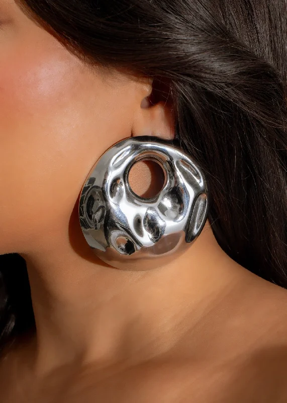Limited-Time Offer On Elegant Jewelry Pieces Lunar Ripple Earrings Silver