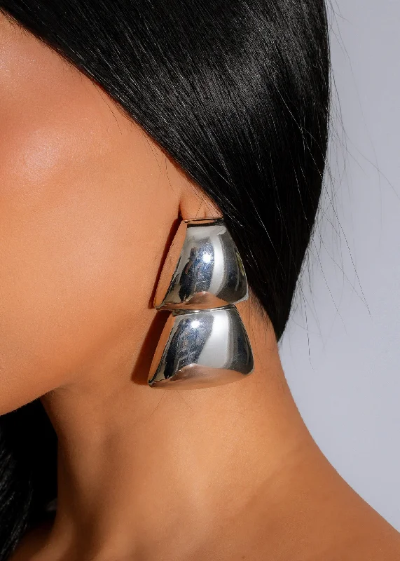 Exclusive Jewelry Sale – Shine For Less Mirrored Pyramid Earring Silver