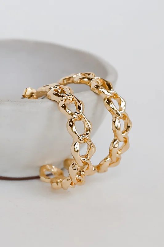 Luxury Jewelry At Unbeatable Discounts FINAL SALE - Monica Gold Chainlink Hoop Earrings Luxury Jewelry At Unbeatable Discounts FINAL SALE - Monica Gold Chainlink Hoop Earrings