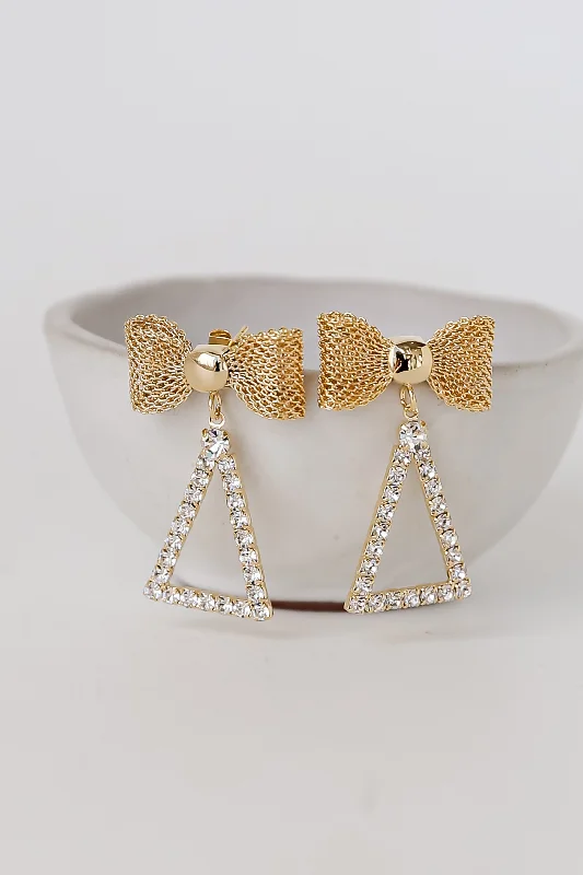 Must-Have Jewelry At Irresistible Discounts FINAL SALE - Nicole Gold Rhinestone Bow Drop Earrings Must-Have Jewelry At Irresistible Discounts FINAL SALE - Nicole Gold Rhinestone Bow Drop Earrings