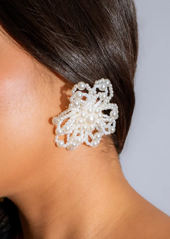 Grab Your Dream Jewelry At The Lowest Prices Opulent Petal Pearl Earrings White