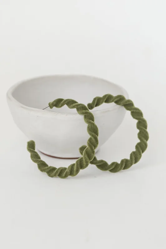 Jewelry Deals That Sparkle – Shop Today Raven Olive Velvet Twisted Hoop Earrings