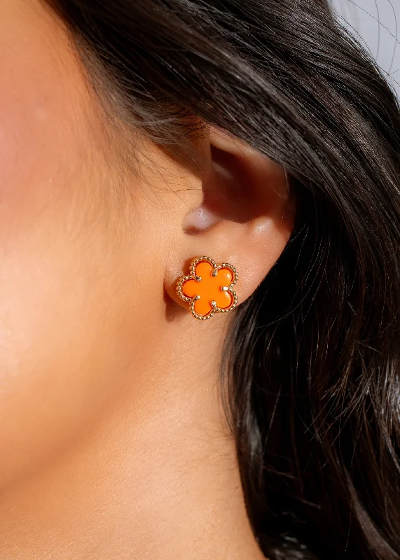 Chic, Trendy, And Affordable Jewelry Sale Roses In The Rain Earring  Orange