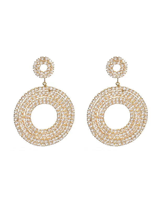 Elevate Your Outfit With Discounted Statement Jewelry Round Rhinestone Earrings