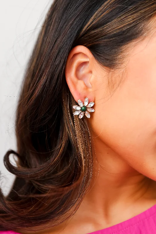 Customized Silver Jewelry For Unique Style FINAL SALE - Samantha Gold Rhinestone Flower Stud Earrings Customized Silver Jewelry For Unique Style FINAL SALE - Samantha Gold Rhinestone Flower Stud Earrings