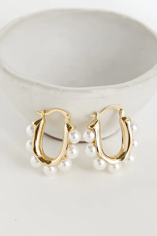 Sparkle More For Less – Jewelry Sale Happening Now Sara Gold Pearl Oval Hoop Earrings Sparkle More For Less – Jewelry Sale Happening Now Sara Gold Pearl Oval Hoop Earrings