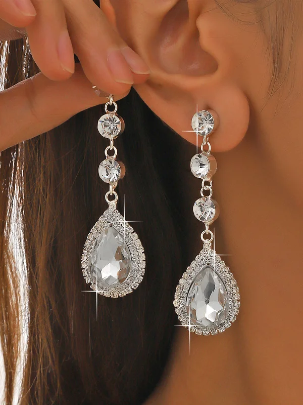 Handcrafted Beauty At Affordable Prices Sparkling Full Crystal Long Zirconia Earrings