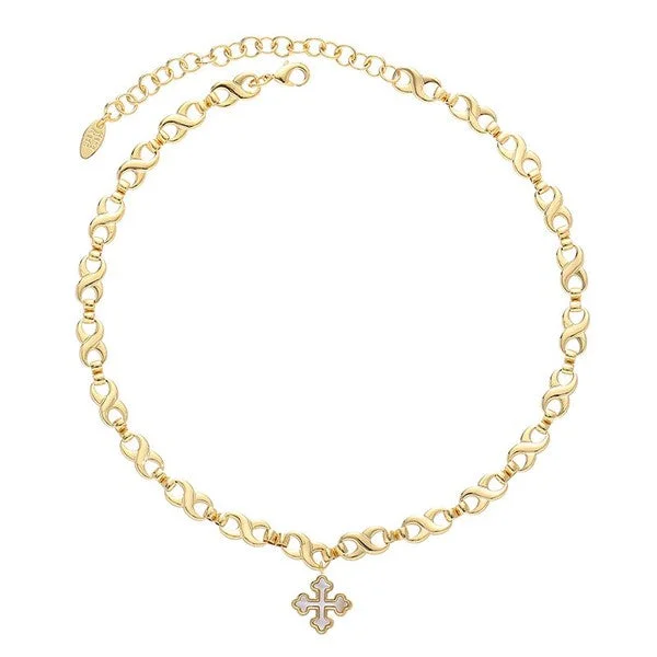 Trendy And Classic Jewelry Now At Reduced Prices SoCali White Shell Cross 18K Gold Chain Necklace