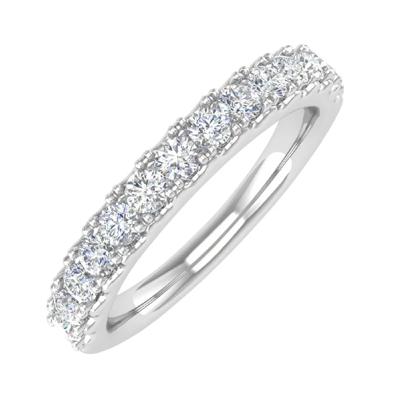 Delicate Crystal Jewelry For Sophisticated Charm 1/2 Carat Round Diamond Wedding Band Ring in Gold - IGI Certified Delicate Crystal Jewelry For Sophisticated Charm 1/2 Carat Round Diamond Wedding Band Ring in Gold - IGI Certified
