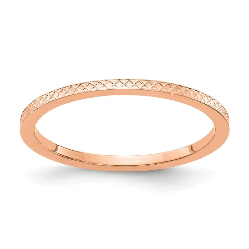 Flash Sale On Exquisite Jewelry – Don't Miss Out 1.2mm 10k Rose Gold Crisscross Flat Stackable Band Flash Sale On Exquisite Jewelry – Don't Miss Out 1.2mm 10k Rose Gold Crisscross Flat Stackable Band