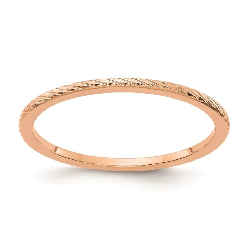 Seasonal Jewelry Sale – Upgrade Your Style Today 1.2mm 10k Rose Gold Twisted Pattern Stackable Band Seasonal Jewelry Sale – Upgrade Your Style Today 1.2mm 10k Rose Gold Twisted Pattern Stackable Band