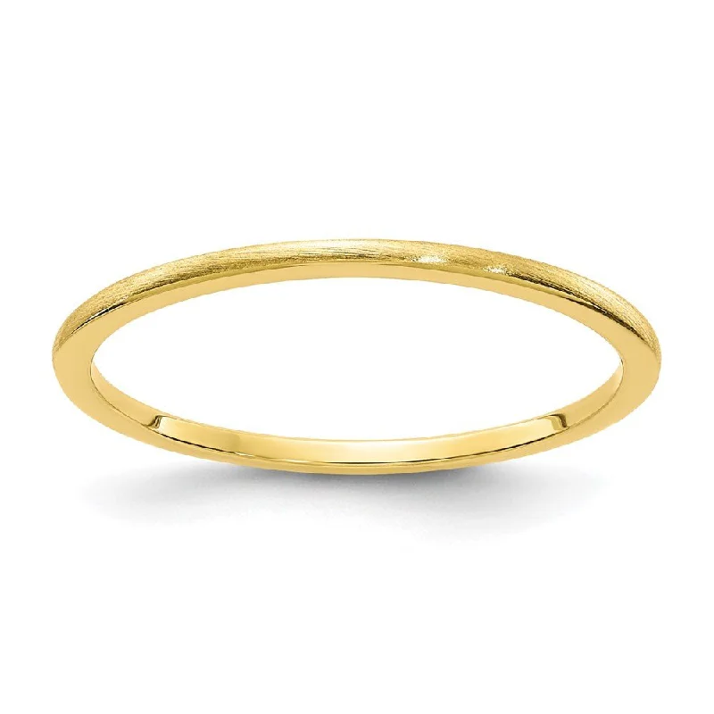Shop Elegant Jewelry At Unbeatable Prices 1.2mm 10k Yellow Gold Half Round Satin Stackable Band Shop Elegant Jewelry At Unbeatable Prices 1.2mm 10k Yellow Gold Half Round Satin Stackable Band