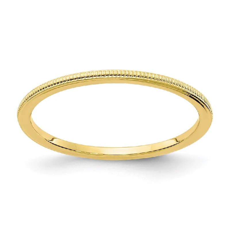 Luxury Jewelry Sale – Elegant Styles At Unbeatable Prices 1.2mm 10k Yellow Gold Milgrain Stackable Band