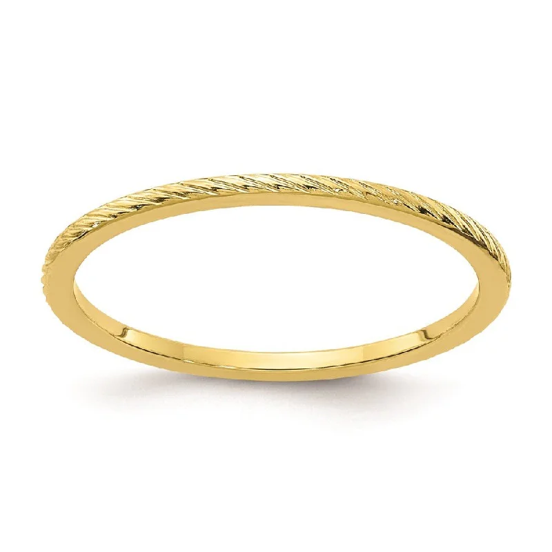 Grab Your Dream Jewelry At The Lowest Prices 1.2mm 10k Yellow Gold Twisted Pattern Stackable Band Grab Your Dream Jewelry At The Lowest Prices 1.2mm 10k Yellow Gold Twisted Pattern Stackable Band