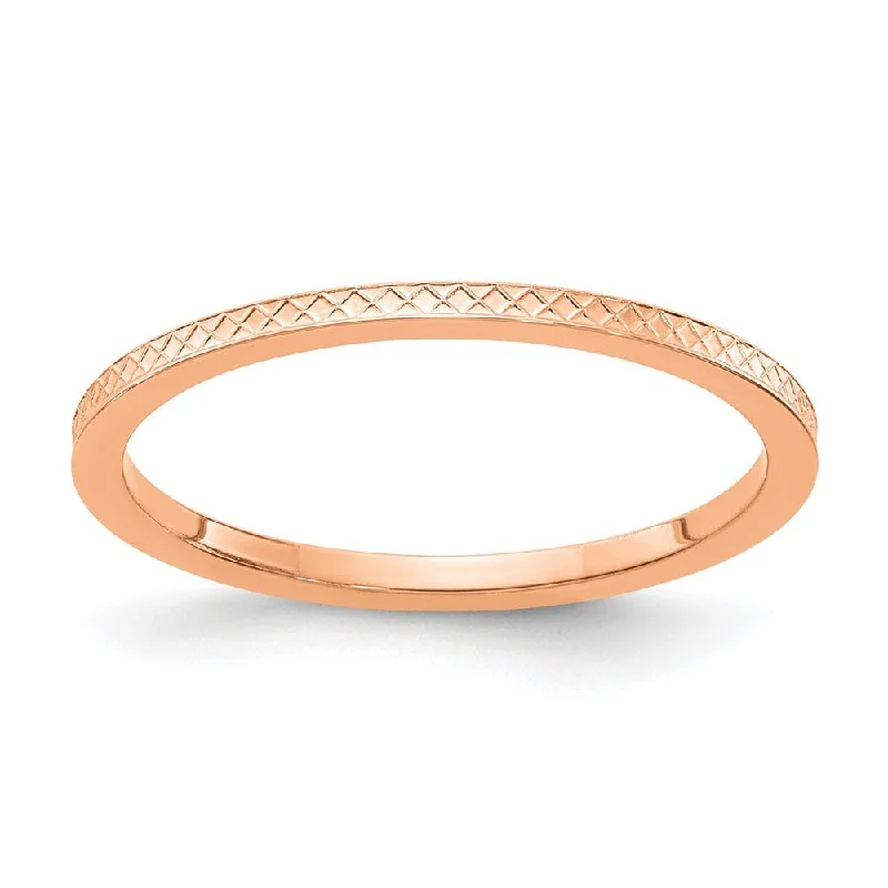 Unlock Unbeatable Jewelry Deals Before They’Re Gone 1.2mm 14k Rose Gold Crisscross Flat Stackable Band Unlock Unbeatable Jewelry Deals Before They’Re Gone 1.2mm 14k Rose Gold Crisscross Flat Stackable Band