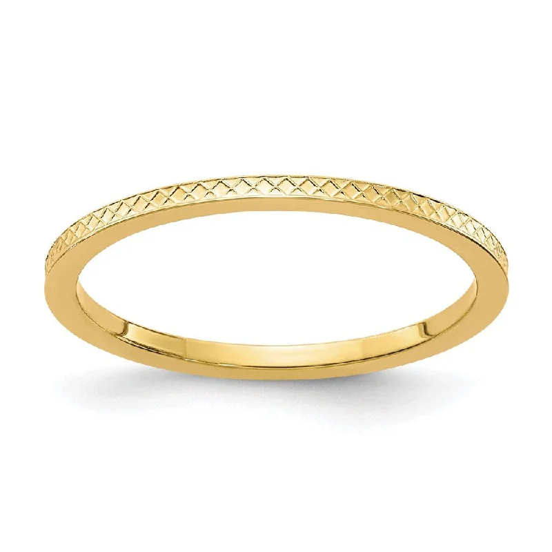 Elevate Your Jewelry Collection With Limited-Time Savings 1.2mm 14k Yellow Gold Crisscross Flat Stackable Band Elevate Your Jewelry Collection With Limited-Time Savings 1.2mm 14k Yellow Gold Crisscross Flat Stackable Band