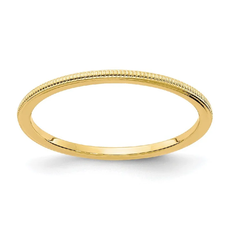 Shop Modern Jewelry Collections With Exclusive Discounts 1.2mm 14k Yellow Gold Milgrain Stackable Band