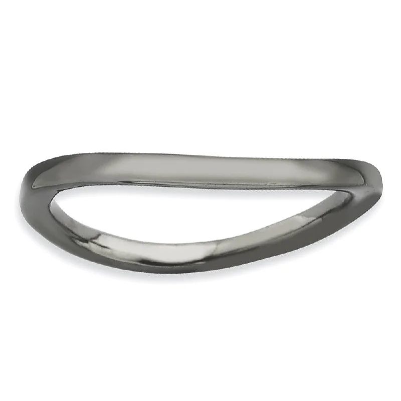 Chic, Trendy, And Affordable Jewelry Sale 1.5mm Stackable Black Plated Silver Curved Smooth Band Chic, Trendy, And Affordable Jewelry Sale 1.5mm Stackable Black Plated Silver Curved Smooth Band