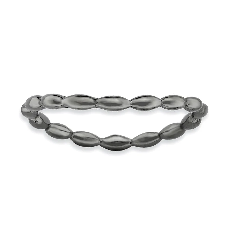 Exclusive Gemstone Jewelry At Special Prices 1.5mm Stackable Black Ruthenium Plated Silver Curved Rice Band Exclusive Gemstone Jewelry At Special Prices 1.5mm Stackable Black Ruthenium Plated Silver Curved Rice Band