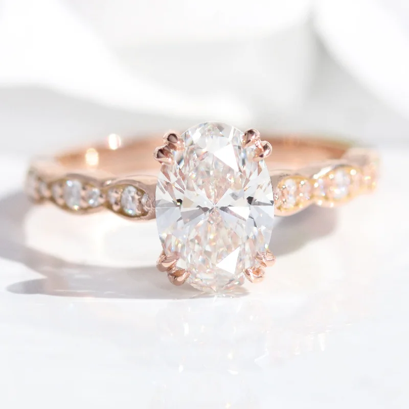 Shop Fine Jewelry With Exclusive Savings 1.70 Ctw Oval Lab Diamond Ring w/ Natural Diamonds in Solitaire Scalloped Band Shop Fine Jewelry With Exclusive Savings 1.70 Ctw Oval Lab Diamond Ring w/ Natural Diamonds in Solitaire Scalloped Band