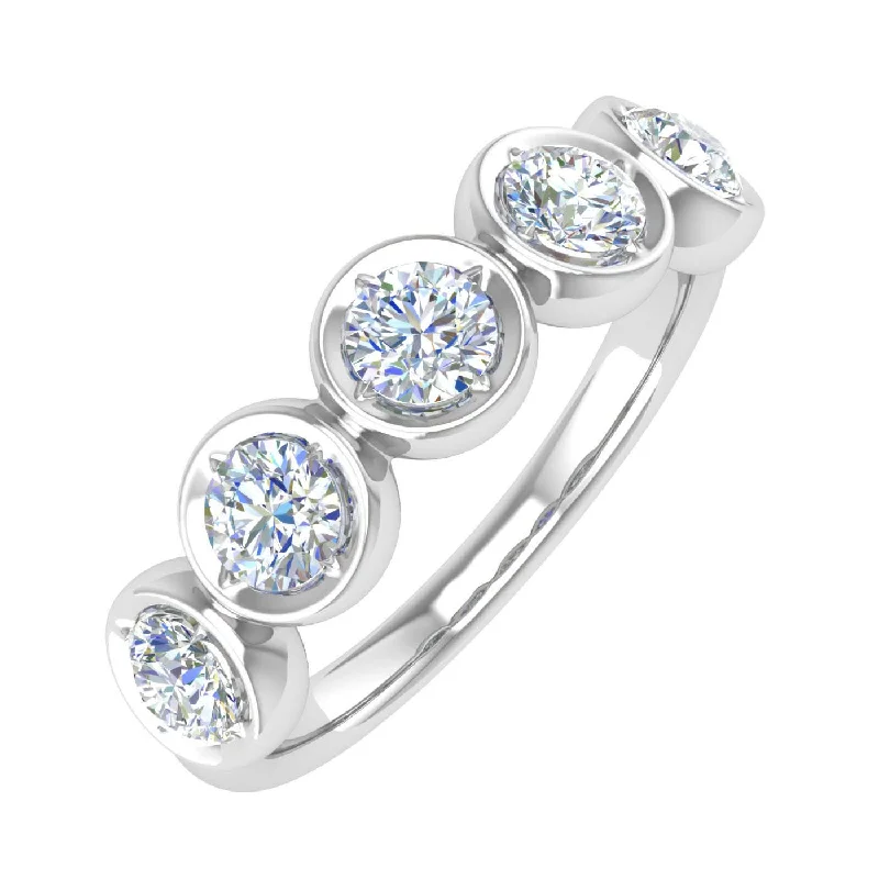 Get Ready To Sparkle – Special Jewelry Discounts 1 Carat (ctw) Bezel Set 5-Stone Diamond Wedding Band Ring in Gold - IGI Certified Get Ready To Sparkle – Special Jewelry Discounts 1 Carat (ctw) Bezel Set 5-Stone Diamond Wedding Band Ring in Gold - IGI Certified