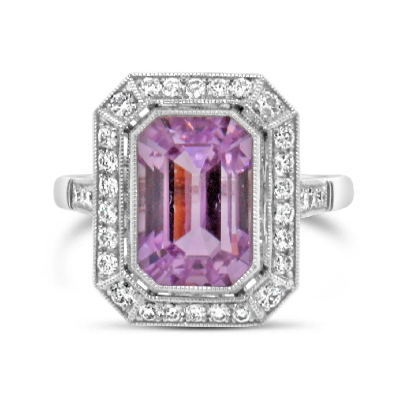 Shop Signature Jewelry Styles At Exclusive Prices Beautiful Kunzite and Diamond Engagement Ring in Platinum Shop Signature Jewelry Styles At Exclusive Prices Beautiful Kunzite and Diamond Engagement Ring in Platinum