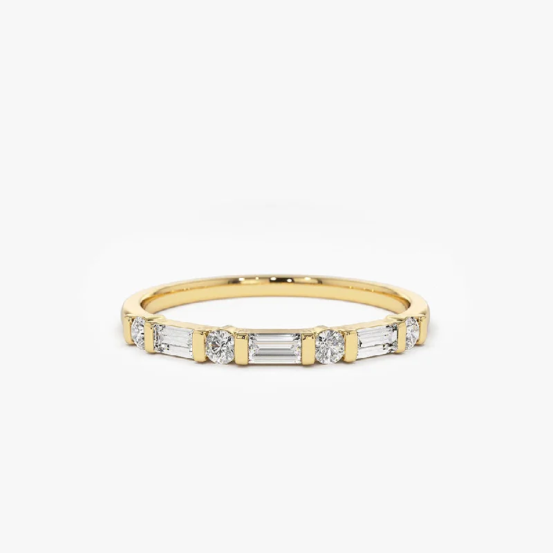 Elegant Rose Gold Jewelry For A Stylish Touch 14K Alternating Baguette and Round Diamond Wedding Ring Elegant Rose Gold Jewelry For A Stylish Touch 14K Alternating Baguette and Round Diamond Wedding Ring