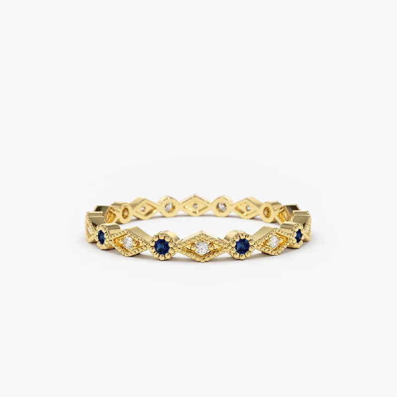 Big Savings On Your Favorite Jewelry Pieces 14k Sapphire Art Deco Wedding Band