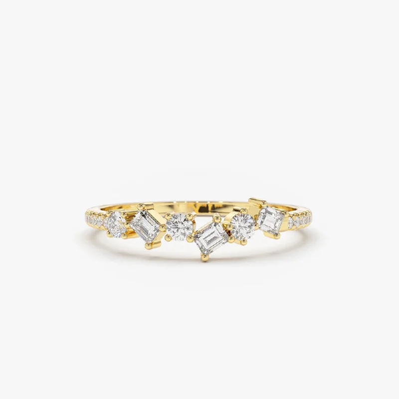 The Biggest Jewelry Sale Of The Year Is Here 14K Gold Asymmetrical Baguette and Round Diamond Wedding Ring The Biggest Jewelry Sale Of The Year Is Here 14K Gold Asymmetrical Baguette and Round Diamond Wedding Ring