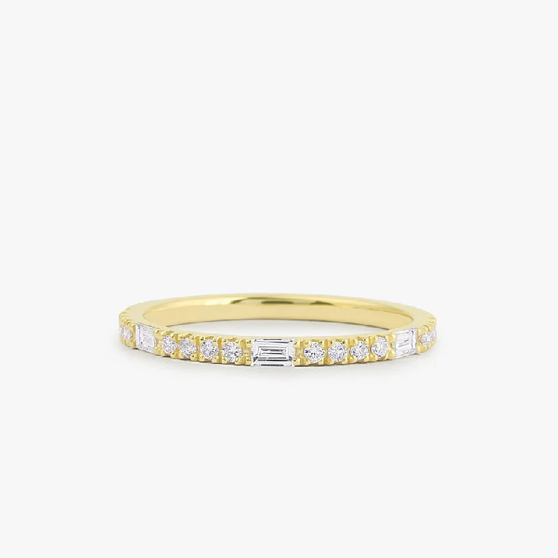 Shop Stylish Jewelry Now And Save Big 14K Gold Baguette and Round Cut Diamond Wedding Band Shop Stylish Jewelry Now And Save Big 14K Gold Baguette and Round Cut Diamond Wedding Band