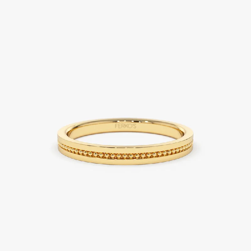 Bohemian-Inspired Jewelry For Free-Spirited Fashion 14k Beaded Stacking Gold Wedding Band Bohemian-Inspired Jewelry For Free-Spirited Fashion 14k Beaded Stacking Gold Wedding Band
