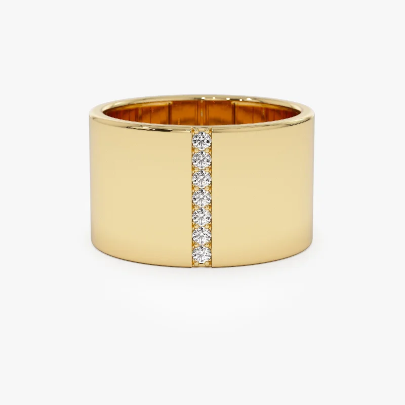 Huge Savings On Timeless Jewelry Collections 14k Cigar Band with Pave Diamond Line
