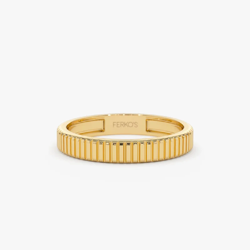 Timeless Elegance Now At Special Discounts 3MM Ribbed Ring in 14k Gold