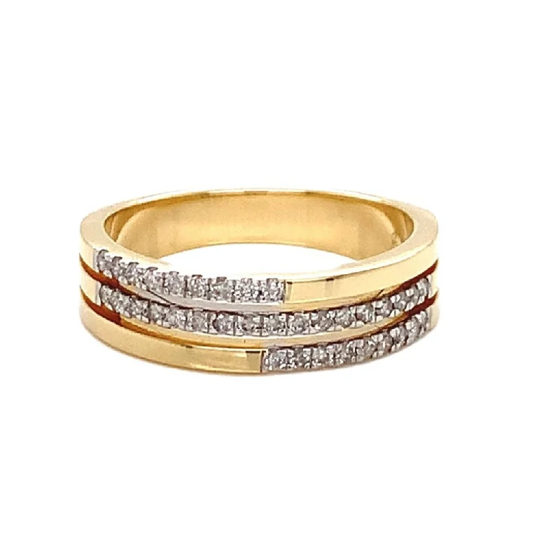 Exclusive Jewelry Sale – Shine For Less 14K Gold 3 Row Band Diamond Ring
