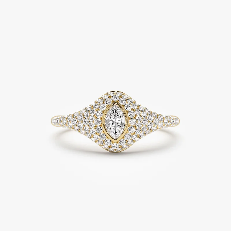Holiday Jewelry Sale – Perfect Gifts At The Best Prices 14K Pave Setting Marquise Shaped Diamond Signet Ring Holiday Jewelry Sale – Perfect Gifts At The Best Prices 14K Pave Setting Marquise Shaped Diamond Signet Ring