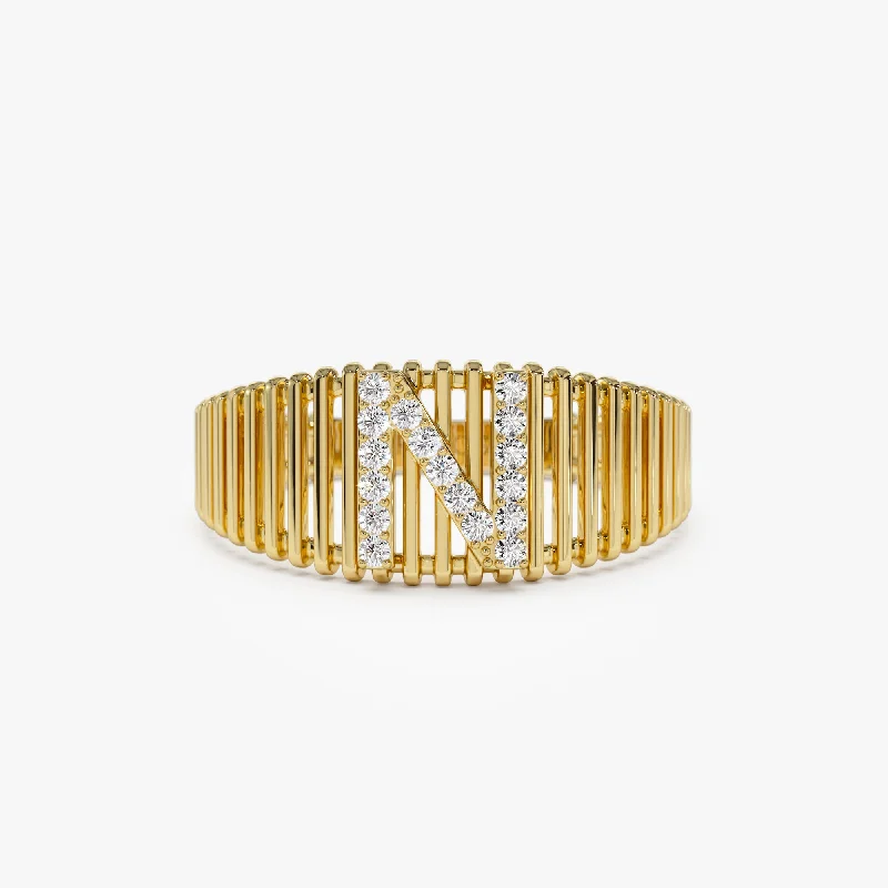Shine Without Limits – Jewelry Sale Happening Now 14k Ribed Cage Diamond Initial Ring Shine Without Limits – Jewelry Sale Happening Now 14k Ribed Cage Diamond Initial Ring