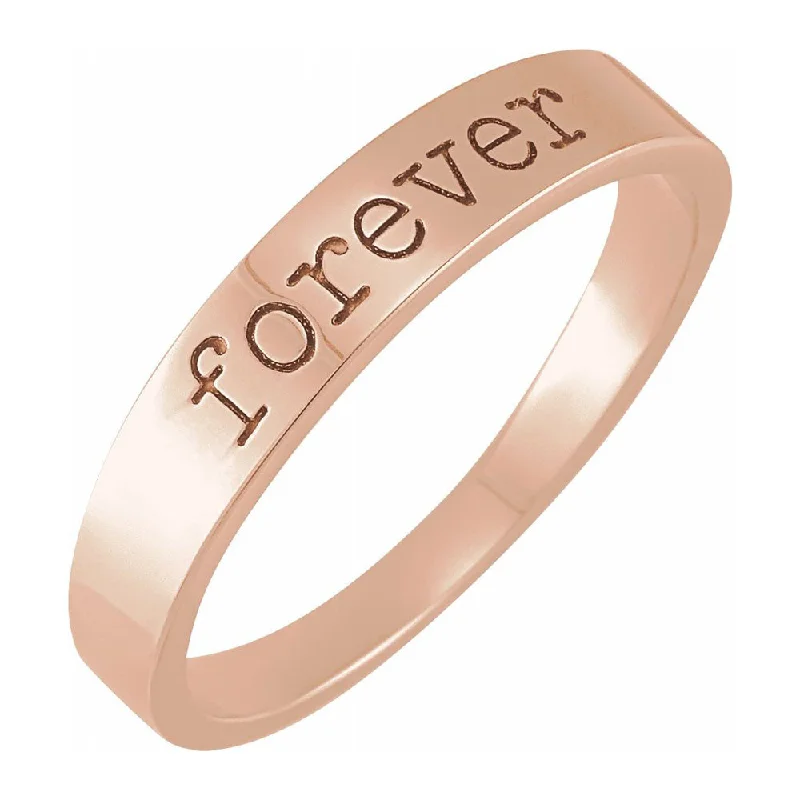 Sparkle On A Budget – Fine Jewelry For Less 14K Rose Gold 'Forever' Stackable Tapered Band Sparkle On A Budget – Fine Jewelry For Less 14K Rose Gold 'Forever' Stackable Tapered Band