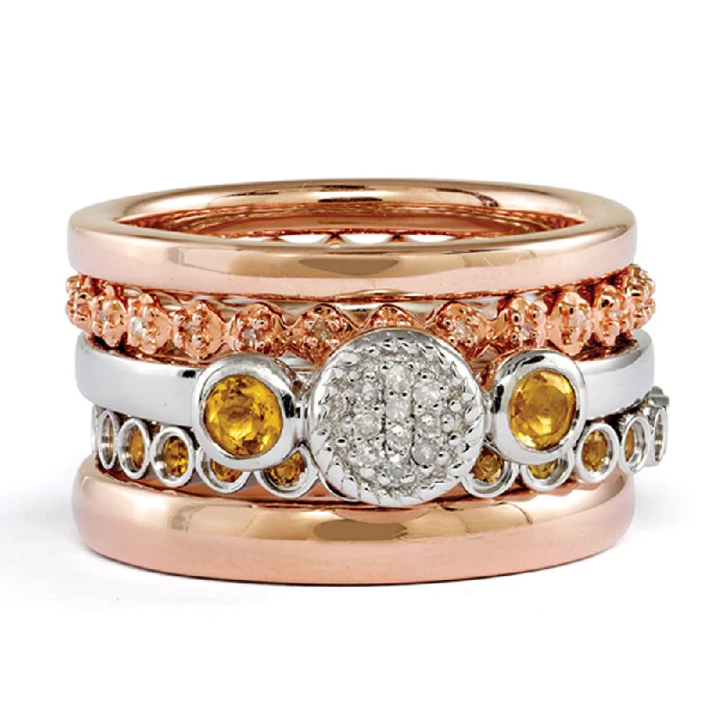 Flash Sale On Stunning Jewelry – Don't Miss Out 14K Rose Gold Plated Silver, Citrine & Diamond Stackable Ring Set Flash Sale On Stunning Jewelry – Don't Miss Out 14K Rose Gold Plated Silver, Citrine & Diamond Stackable Ring Set