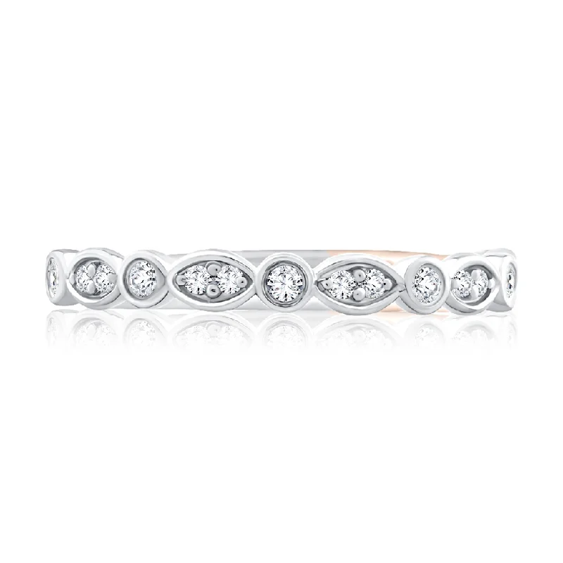 Affordable Elegance – Special Jewelry Sale Now Live 14K White And Rose Gold Alternating Shape Half Anniversary Diamond Band